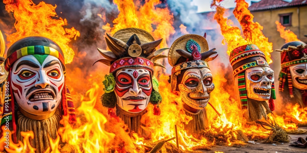 Holy Week Masks Yaqui community burning masks during Holy Week celebration in ...