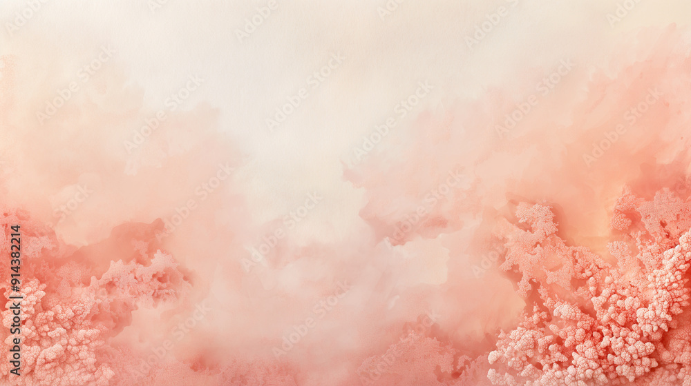 Fototapeta premium A pink background with a white sky and a few trees