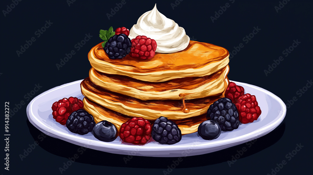 pancakes with cream and berries pancakes with cream and berries