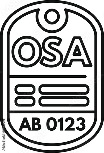 Simple line icon of an occupational safety and health administration tag hanging with empty space for your text