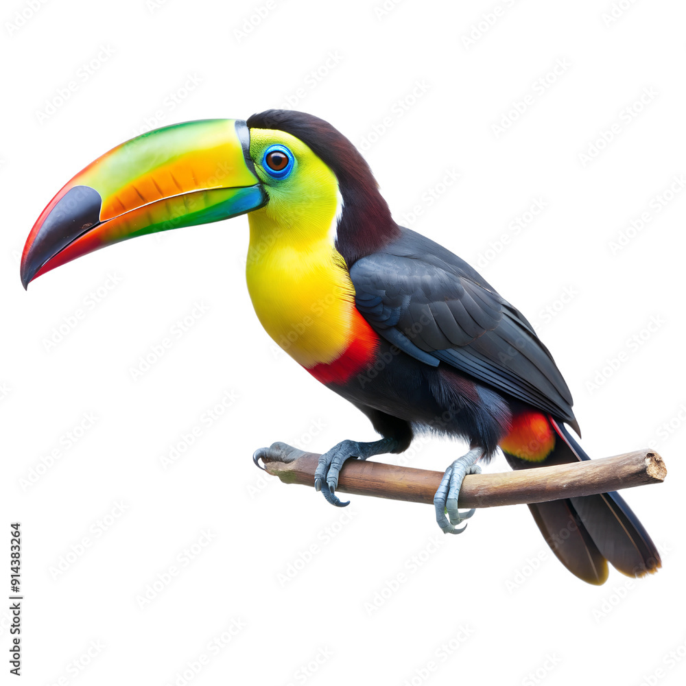 Obraz premium Keel billed Toucan Tropical Paintbrush bird, Transparent background