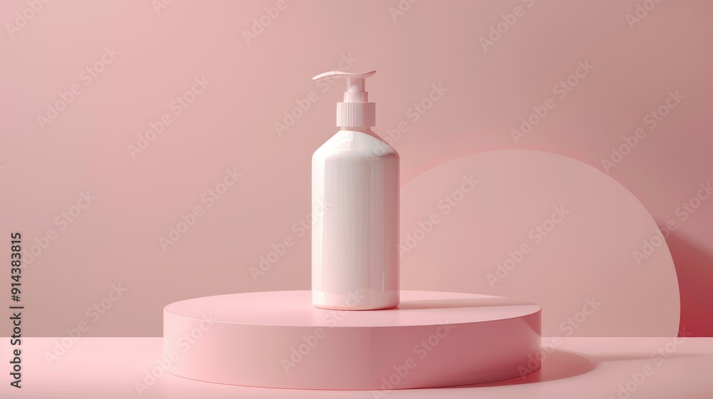 Lotion bottle on podium: Cosmetic and health product mockups. Lotion bottle on podium: Cosmetic and health product mockups.