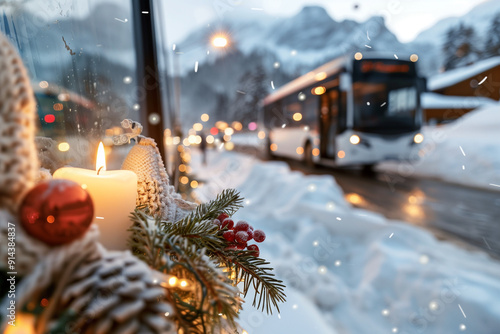 Navigating Snowy Roads in Winter Traffic photo