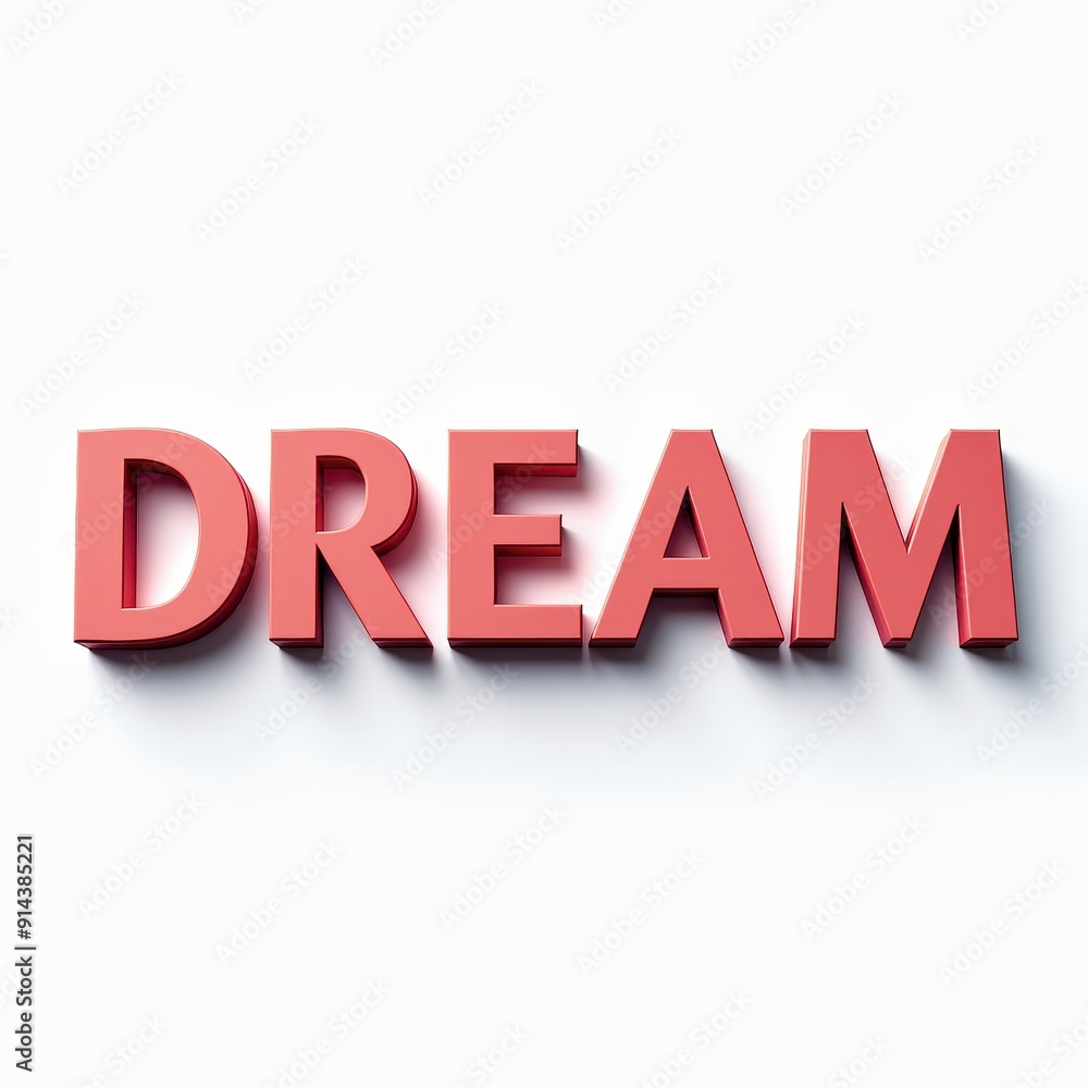 Red 3D letters spelling 'DREAM' on a clean white background. Red 3D letters spelling 'DREAM' on a clean white background.