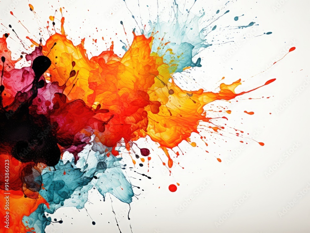 Fototapeta premium Abstract ink splashes with bold colors, artistic and dynamic