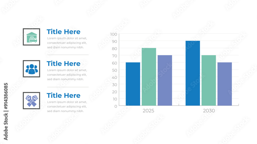 Vertical bar chart designed for responsive data visualization, enhancing design and slide presentation effectiveness. Vertical bar chart designed for responsive data visualization, enhancing design and slide presentation effectiveness.