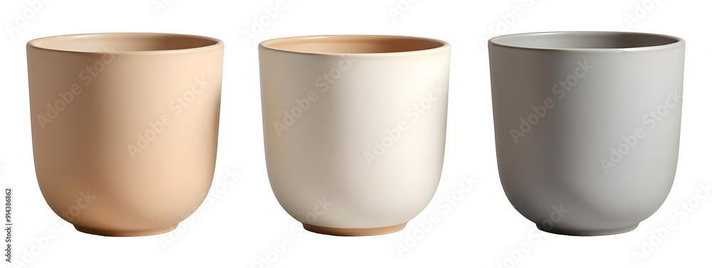 Concrete plant pots isolated on transparent background Concrete plant pots isolated on transparent background