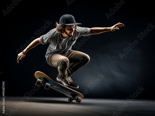 Man riding a skateboard or longboard