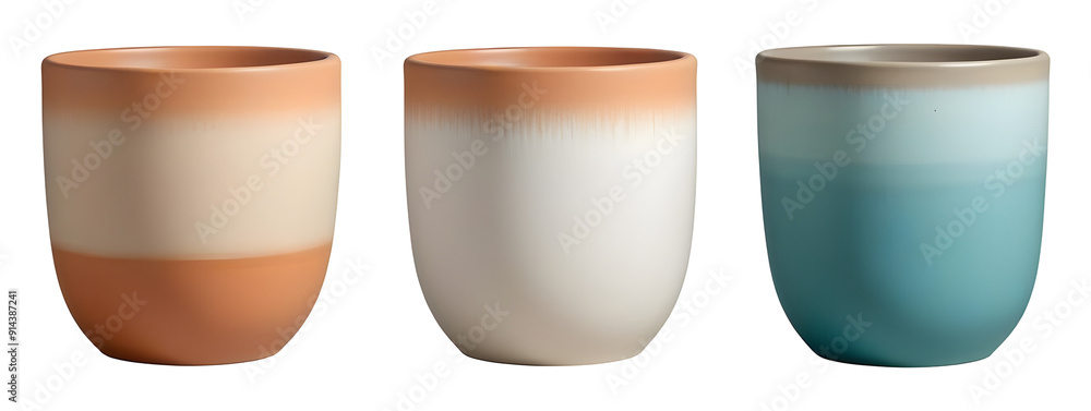 Concrete plant pots isolated on transparent background Concrete plant pots isolated on transparent background
