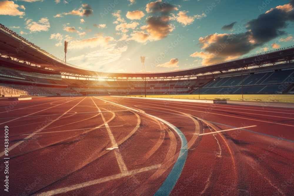 A stunning Olympic stadium bathed in warm sunlight, highlighting its sleek and modern design. The image captures the grandeur and beauty of the stadium's architecture. A stunning Olympic stadium bathed in warm sunlight, highlighting its sleek and modern design. The image captures the grandeur and beauty of the stadium's architecture.