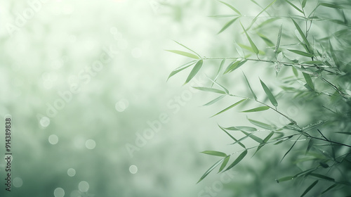A green background with a bunch of bamboo leaves