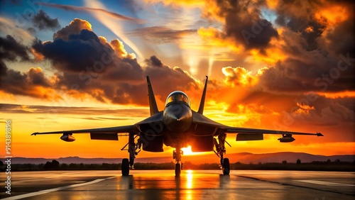 Eurofighter Typhoon at the ILA Berlin Air Show 2024: A Majestic Silhouette Against the Twilight Sky  generative AI photo