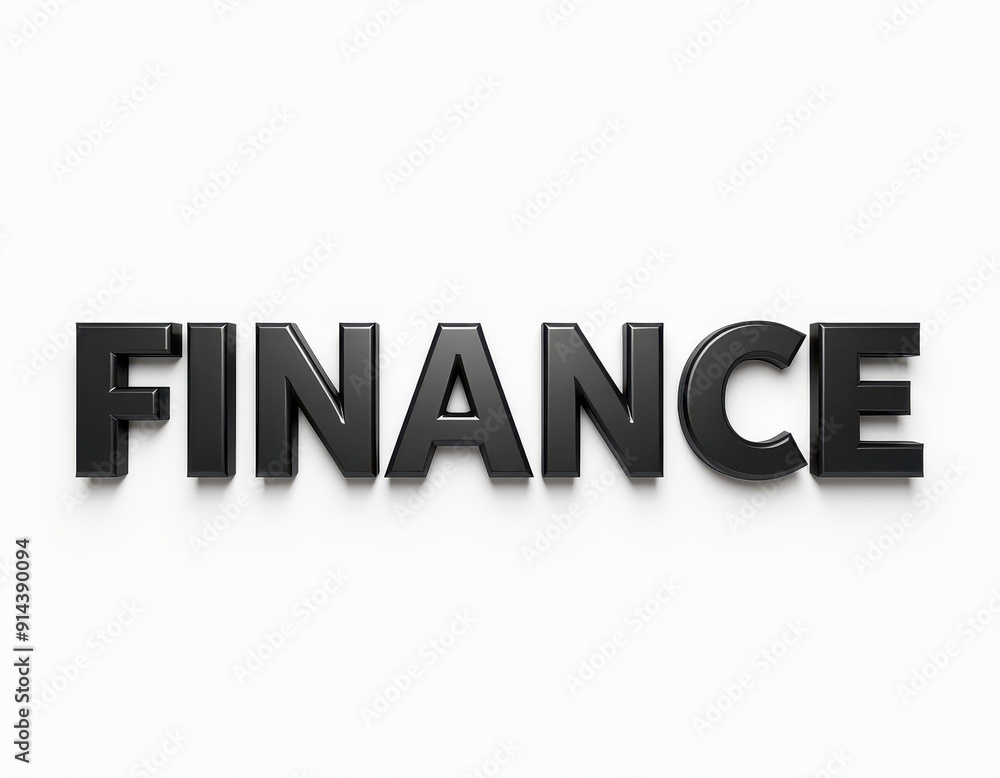 3D finance text in bold black letters on a white background. 3D finance text in bold black letters on a white background.