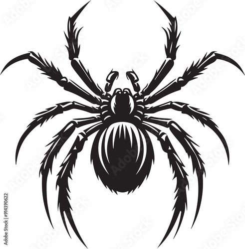 A spider silhouette clings to its web, legs splayed in a delicate yet eerie formation. Its poised, angular body evokes a sense of mystery and precision, a quiet hunter in the shadows of its intricate 