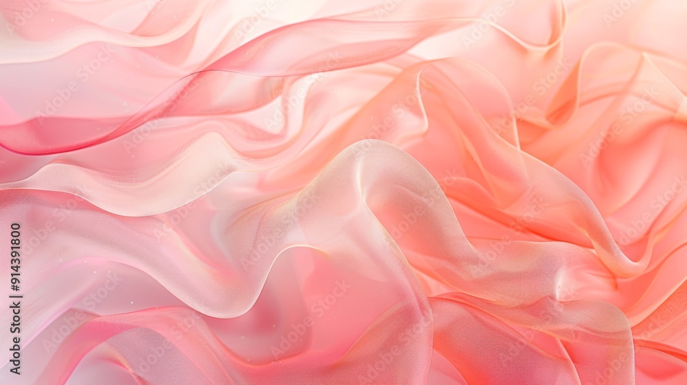 Fototapeta premium Abstract fluid wave design in coral with pastel gradients creating a smooth texture