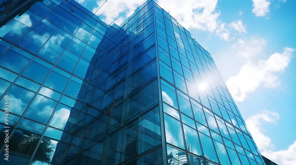 Modern glass building reflecting sky and clouds. Modern glass building reflecting sky and clouds.