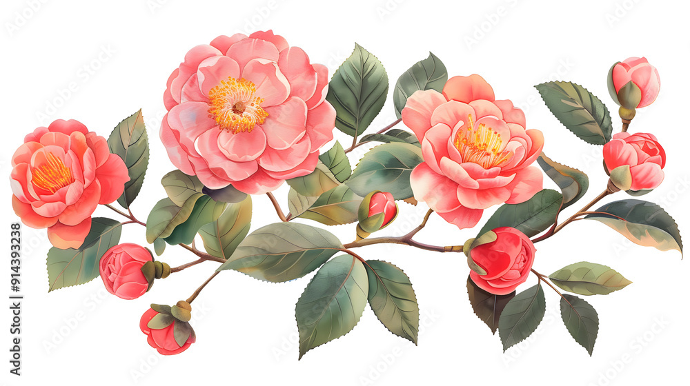 Camellia flower bouquet background illustration Camellia flower bouquet background illustration