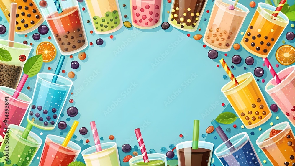 Vibrant Bubble Tea Frames: A Burst of Flavor and Fun AI generated Vibrant Bubble Tea Frames: A Burst of Flavor and Fun AI generated