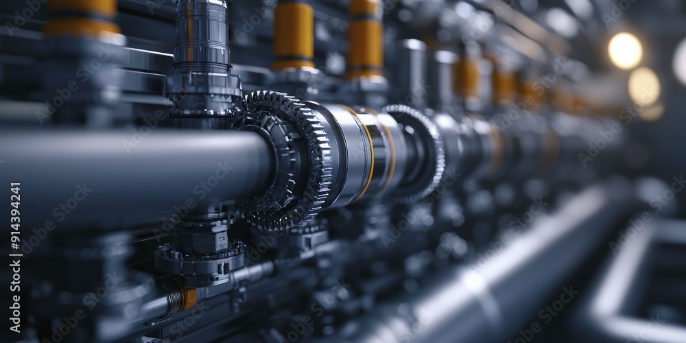 Fototapeta premium Detailed rendering of a complex mechanical system emphasizing precision engineering and innovation