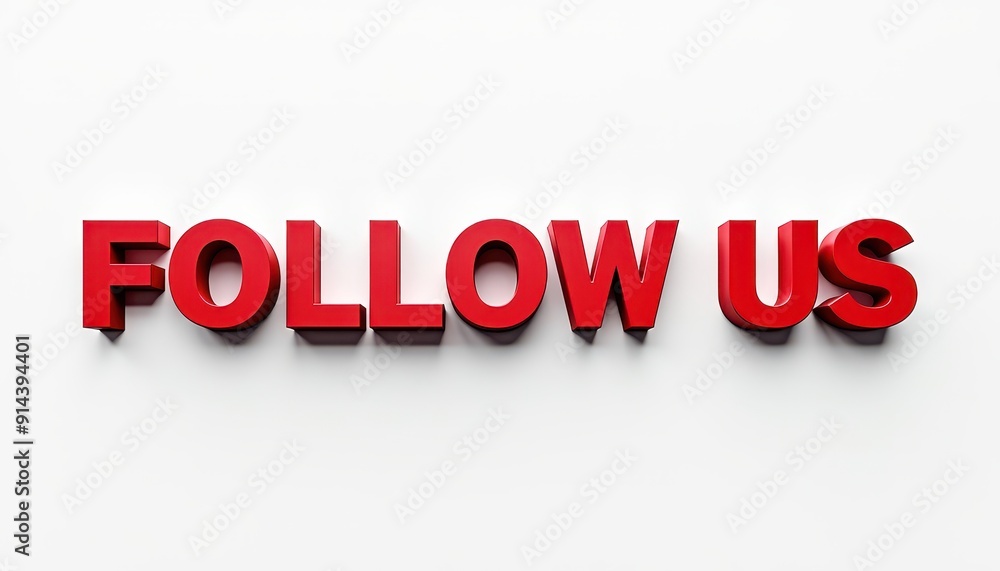 Bold red 'FOLLOW US' text on a minimal white background. Bold red 'FOLLOW US' text on a minimal white background.