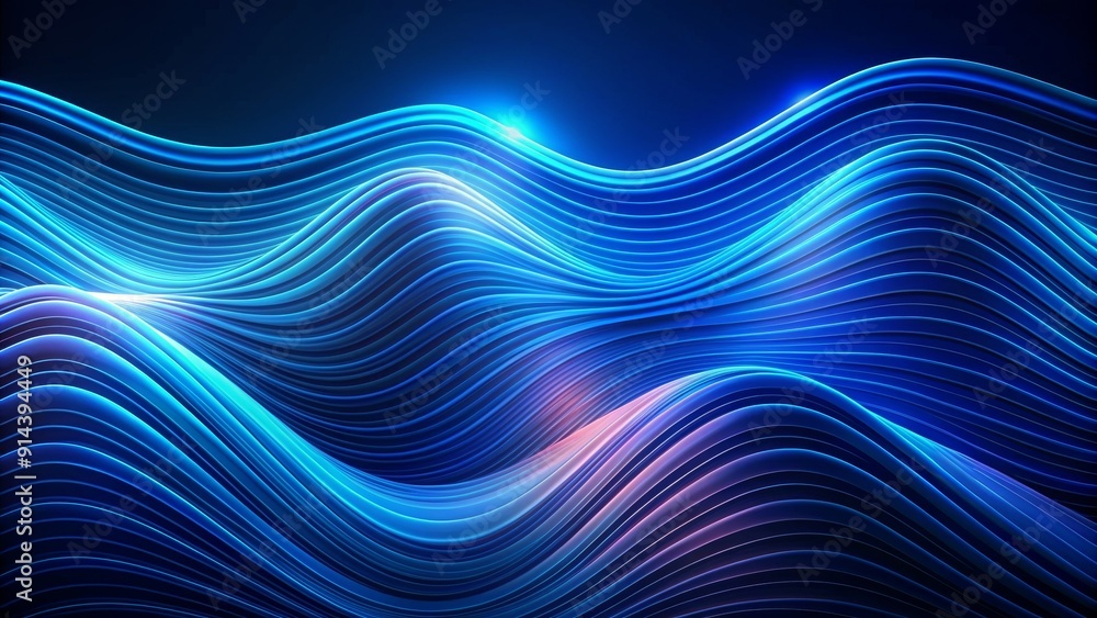 Abstract Blue Glowing Waves, 3D, Digital Art, Line Art, Abstract Background, , Abstract Blue Glowing Waves, 3D, Digital Art, Line Art, Abstract Background, ,