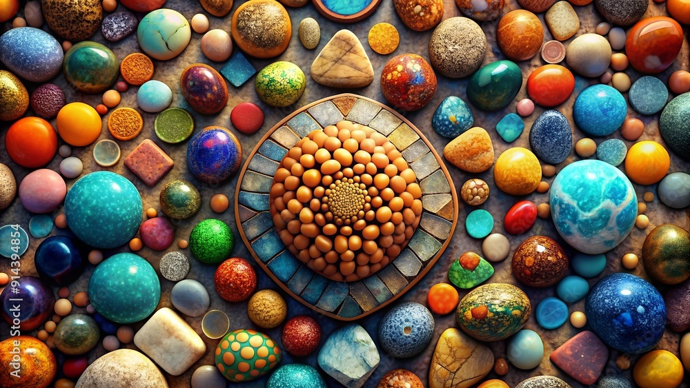 A Tapestry of Earth: A Generative AI Rendering of Multicolored Stones in a Geometric Mosaic Pattern generative AI A Tapestry of Earth: A Generative AI Rendering of Multicolored Stones in a Geometric Mosaic Pattern generative AI