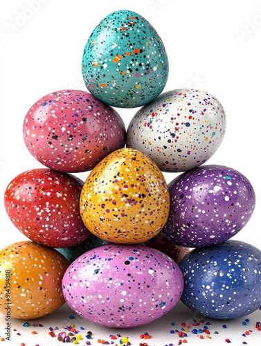 Colorful Easter Eggs in a Pyramid Formation