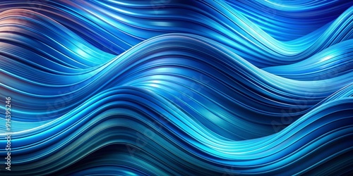 Abstract Blue Waves, 3D Rendering, Curved Lines, Fluid Design, Background. abstract, blue, wave