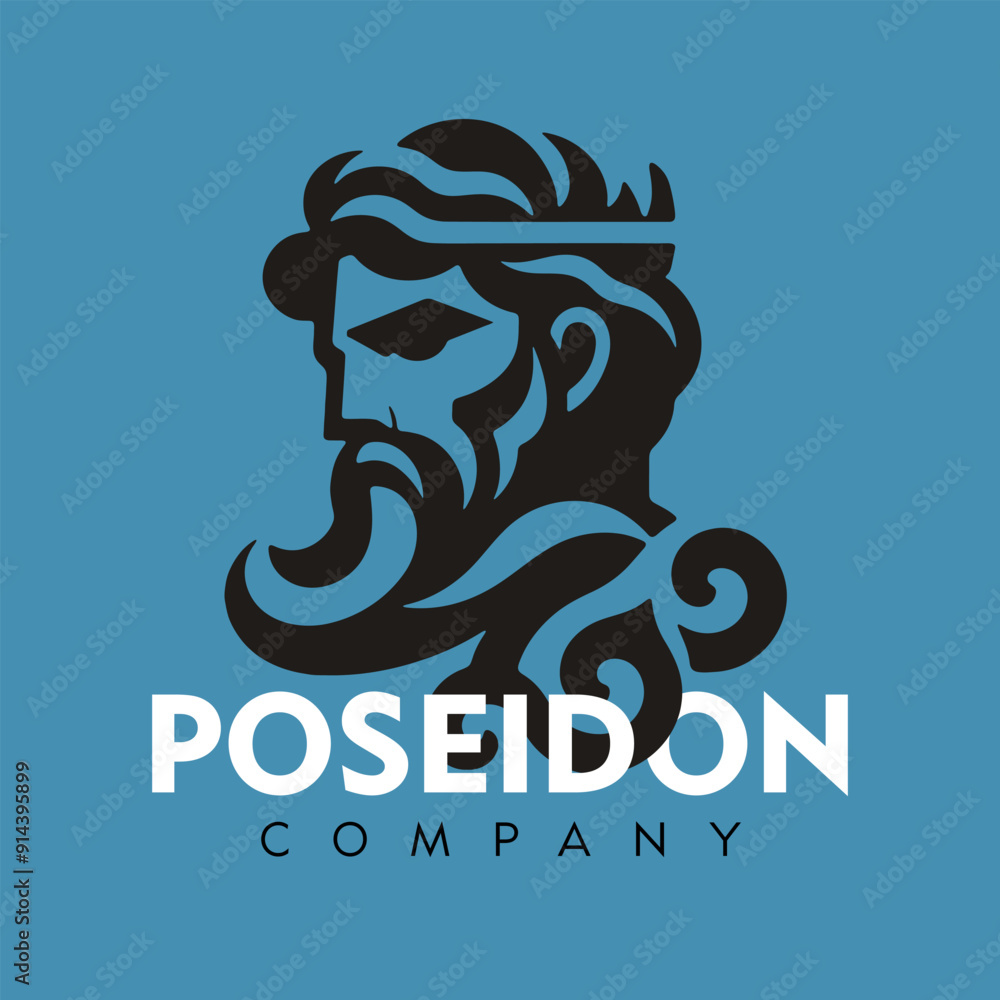Poseidon Company - Vector Flat Logo Illustration Poseidon Company - Vector Flat Logo Illustration