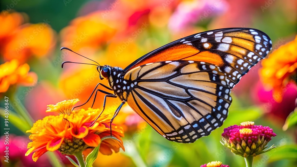 Naklejka premium A Monarch's Majesty: A Macro View of Nature's Beauty Generative AI