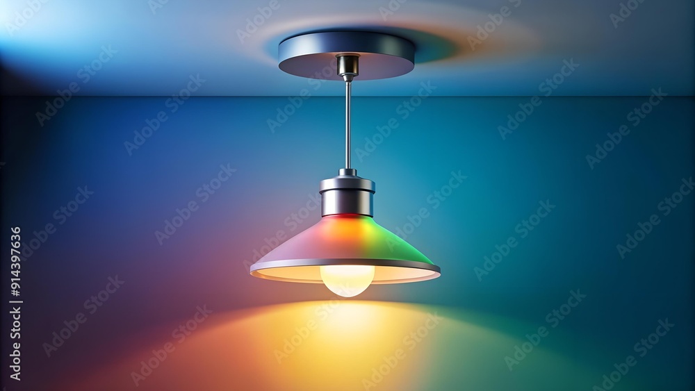 A Modern Take on Smart Lighting: RGB Bulb Integrated into a Minimalist Ceiling Fixture AI generated A Modern Take on Smart Lighting: RGB Bulb Integrated into a Minimalist Ceiling Fixture AI generated