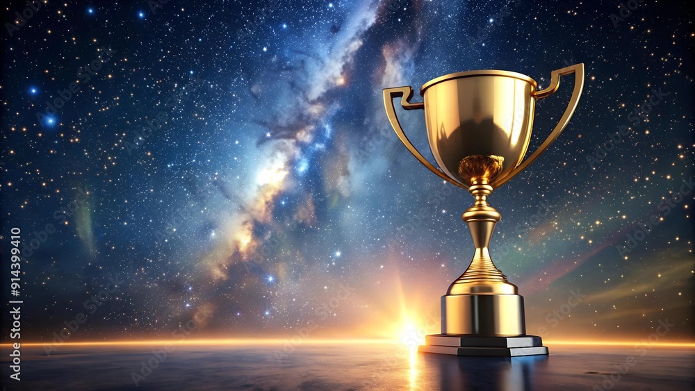 Golden Trophy Amidst a Starry Sky  generative AI