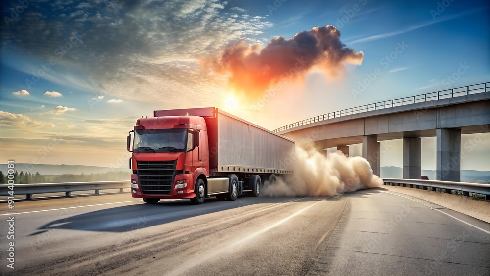 The Red Lorry's Trail: A Vibrant Streak Across the Concrete AI Generated The Red Lorry's Trail: A Vibrant Streak Across the Concrete AI Generated