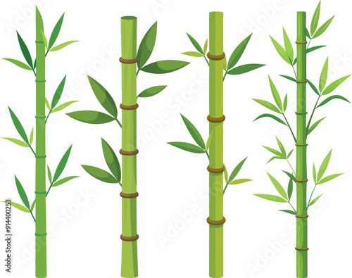 Set of bamboo trunk vector