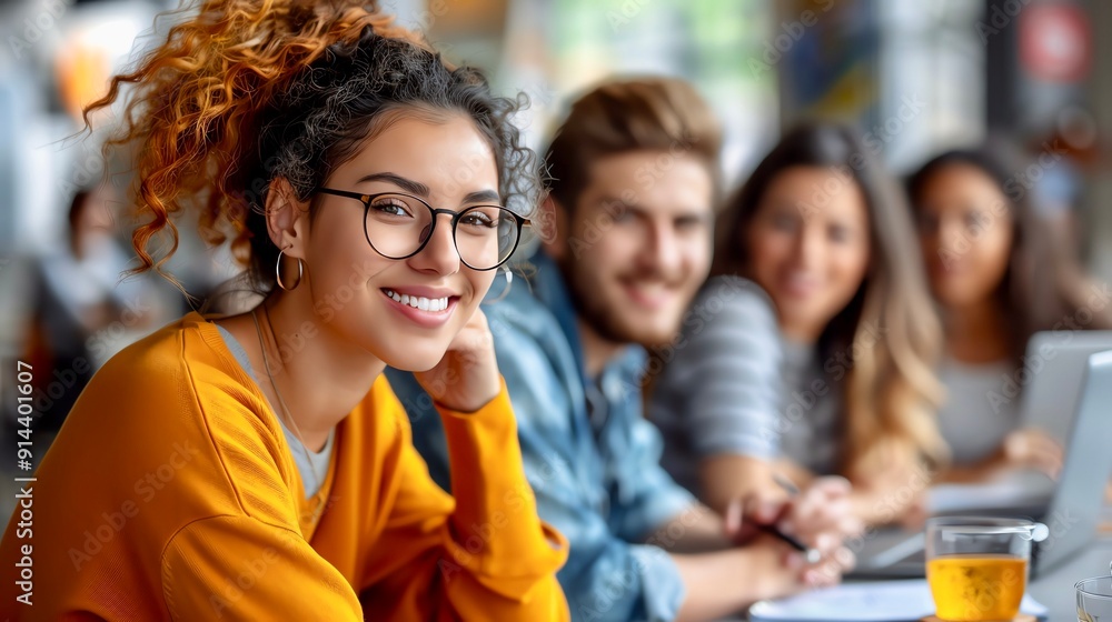 Group of diverse people working together at a rustic wooden table. Group of diverse people working together at a rustic wooden table.