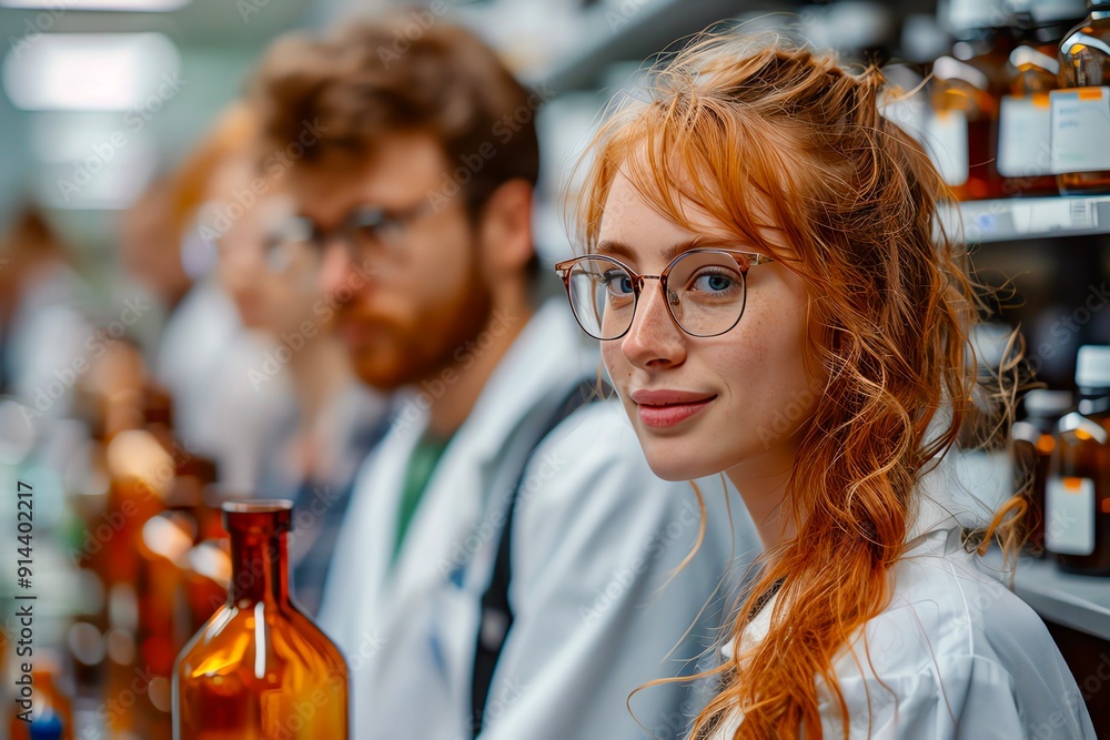 Young female pharmacist looks at the camera with a smile in a pharmacy. Young female pharmacist looks at the camera with a smile in a pharmacy.