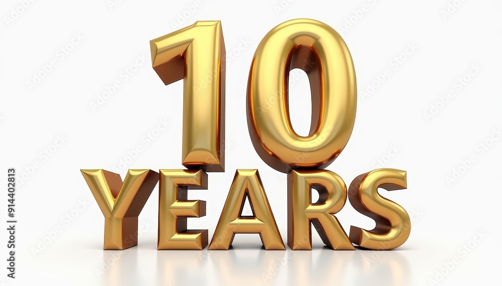 10 years anniversary 3D text typography illustration. Celebration, party, ceremony concept graphic element. 10 years anniversary 3D text typography illustration. Celebration, party, ceremony concept graphic element.