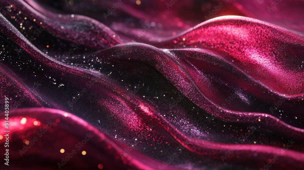 Dark abstract background with black and red glossy liquid texture and shimmering sparkles Dark abstract background with black and red glossy liquid texture and shimmering sparkles