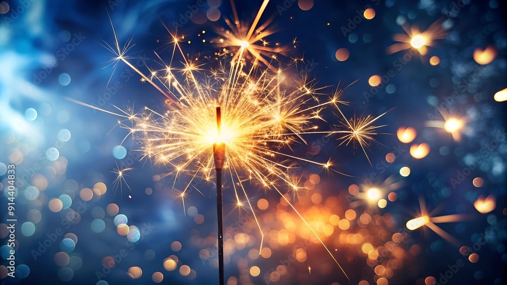 Naklejka premium A Symphony of Sparks: A Sparkling Starry Night Generative AI