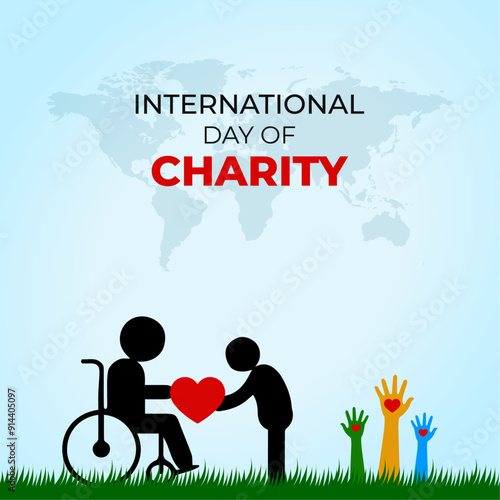 International Day of Charity. 5 September. Holiday concept. Template for background with banner, poster and card. Vector illustration. Flat Design.