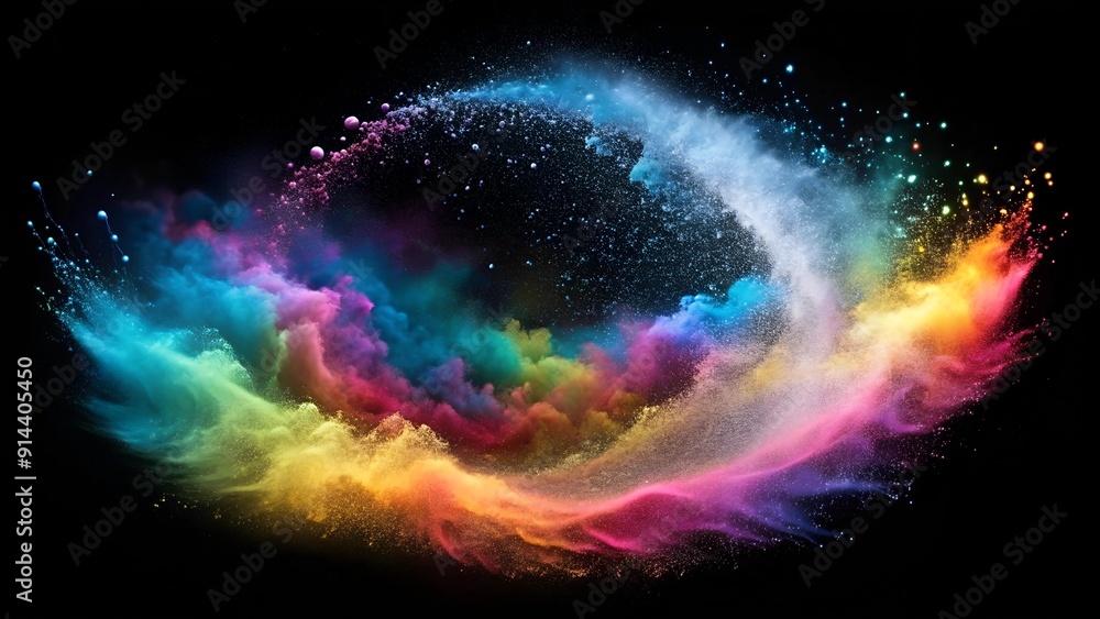 Ethereal Dance of Dust: A Symphony of Colors in a Black Void AI Generated Ethereal Dance of Dust: A Symphony of Colors in a Black Void AI Generated