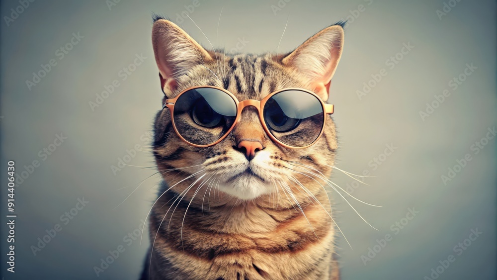Fototapeta premium A stylish cat wearing sunglasses, cat, feline, cool, stylish, trendy, fashion, eyewear, hipster, animal, pet, shades, accessory