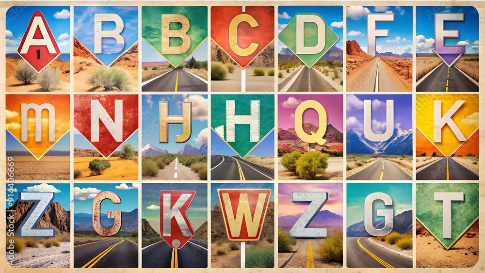 Retro Road Trip Alphabet: A Colorful Journey Through the Alphabet AI generated Retro Road Trip Alphabet: A Colorful Journey Through the Alphabet AI generated