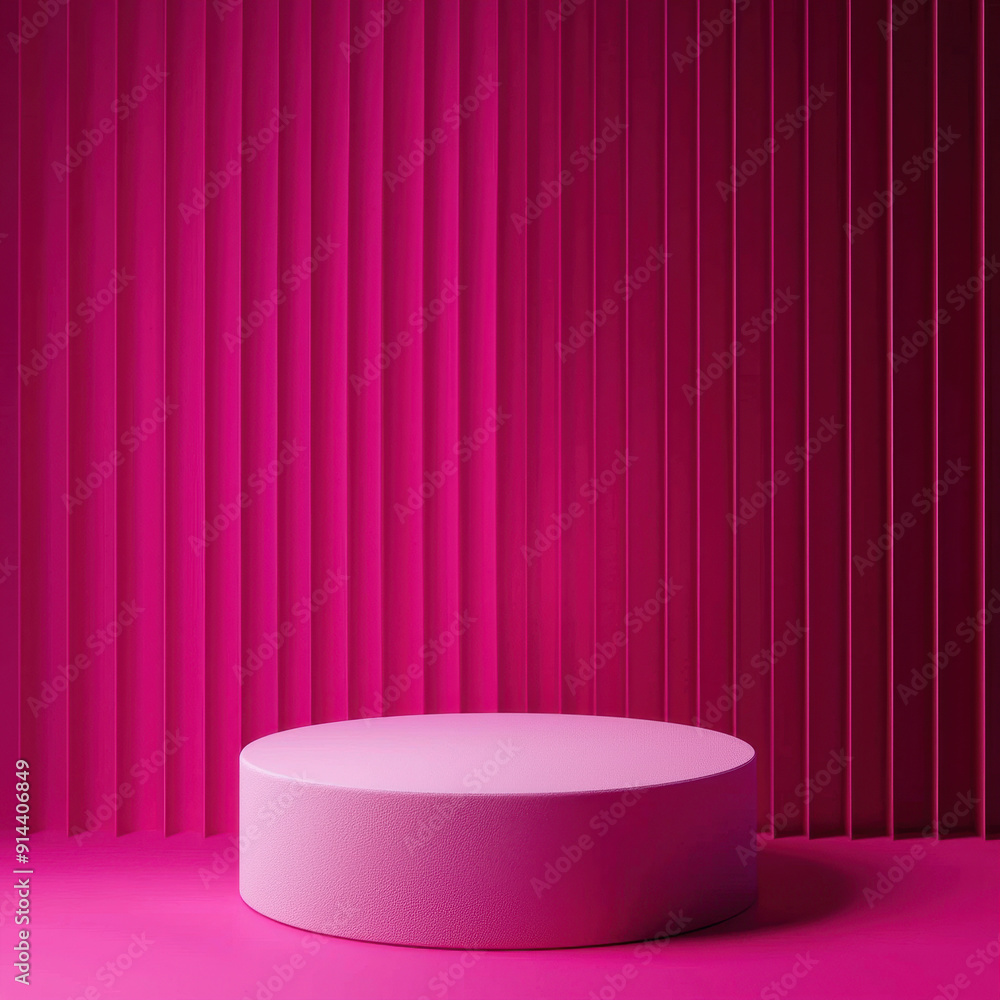 A vibrant fuchsia podium illuminated by a dramatic spotlight product presentations and contemporary artistic displays. A vibrant fuchsia podium illuminated by a dramatic spotlight product presentations and contemporary artistic displays.