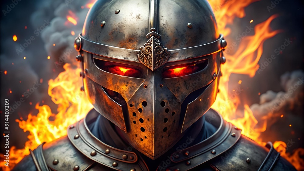 Fototapeta premium Crimson Gaze Through the Inferno AI Generated