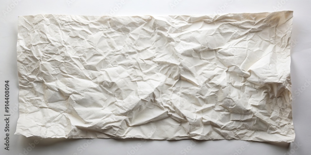 Obraz premium Crinkled White Paper Texture A Close-Up Photography of Crumpled Paper, White, Texture, Crumpled, Paper