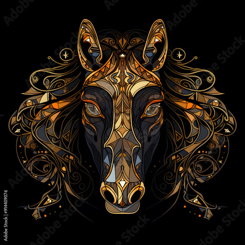 Horse art nouveau illustration photo