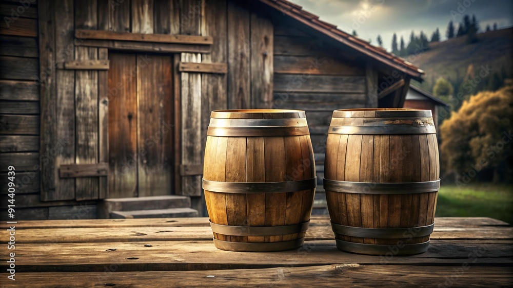 Aged Oak Barrels: A Tale of Time and Tradition AI generated Aged Oak Barrels: A Tale of Time and Tradition AI generated