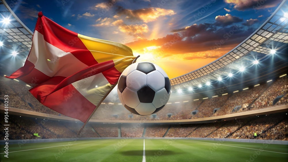 Fototapeta premium Clash of the Titans: Spain vs England - A Footballing Showdown at the Euro 2024 Final Generative AI