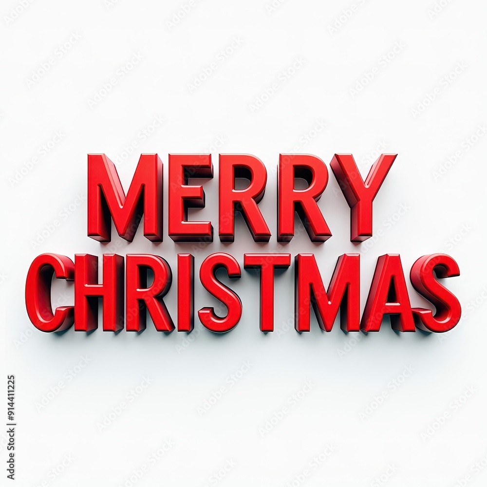 Fototapeta premium Bold red 'Merry Christmas' text on a white background.